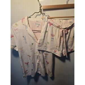 PJ Salvage Pretty Punch Cocktail Print 2-Piece Short Set Small Cozy Luxury pink
